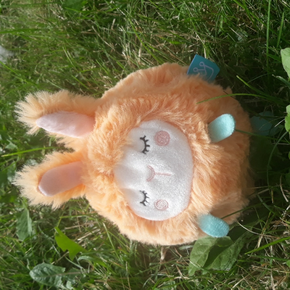 Manhattan Toys orange sleeping bunny ball